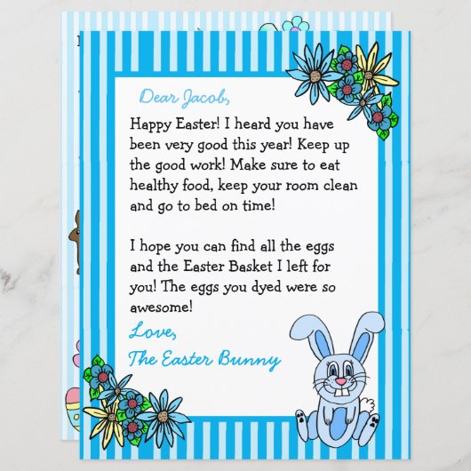 Persoonlijke brief van paasbunny 2 Sided (Voorkant / Achterkant)