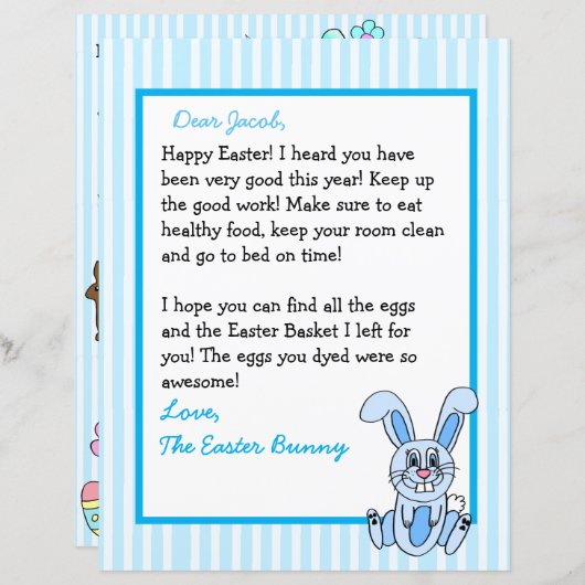 Persoonlijke brief van paasbunny 2 Sided (Voorkant / Achterkant)
