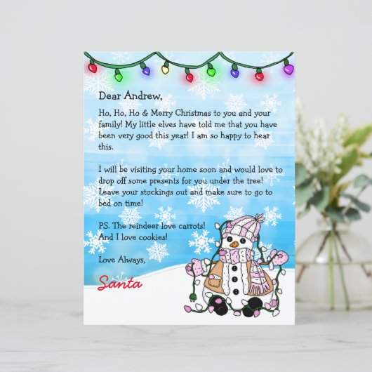 Persoonlijke brief van Santa + Kleurpagina (Staand voorkant)