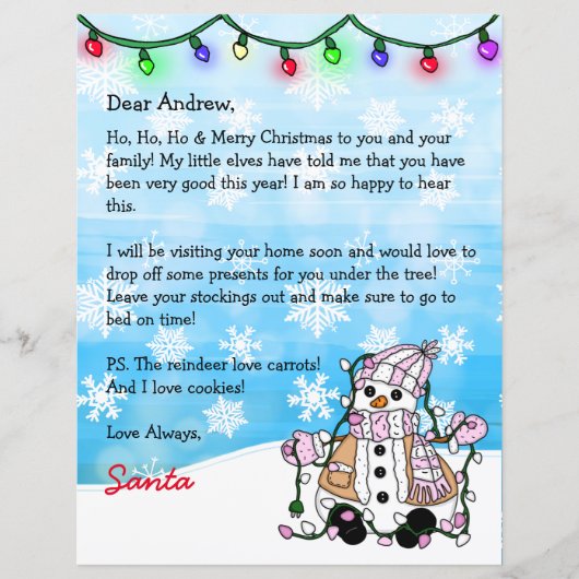 Persoonlijke brief van Santa + Kleurpagina (Voorkant)