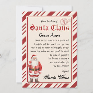 Persoonlijke brief van Santa Sjabloon Kaart