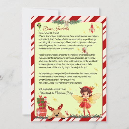 Persoonlijke brief van Sinterklaas zijn fee helper Kaart (Voorkant)