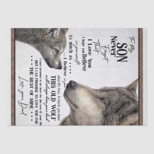 Persoonlijke brief van vader aan mijn zoon tissuepapier (Voorkant)