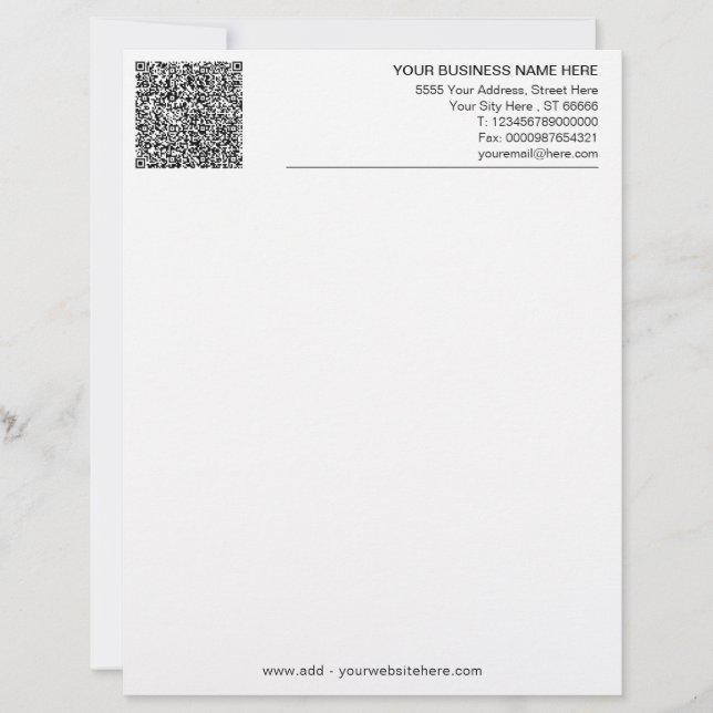 Persoonlijke Briefhoofd Je Naam Info en QR Code (Voorkant)