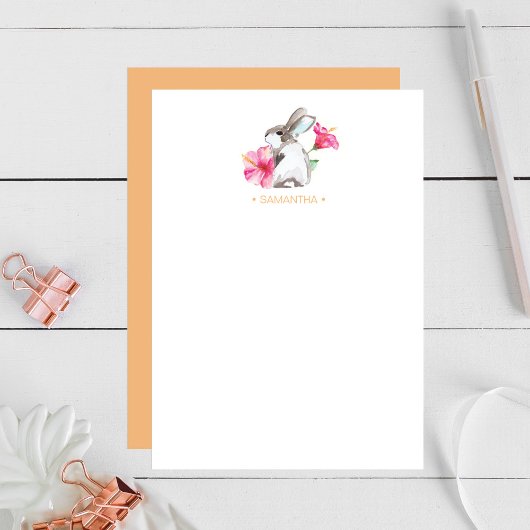 Persoonlijke briefkaart met gele konijn