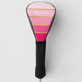 Persoonlijke Bright Hot Pink & Gold-naam Golfheadcover (Voorkant)
