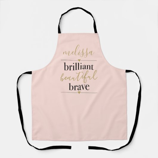 Persoonlijke Briljante Mooie Dappere Roze Roos Schort (Voorkant)