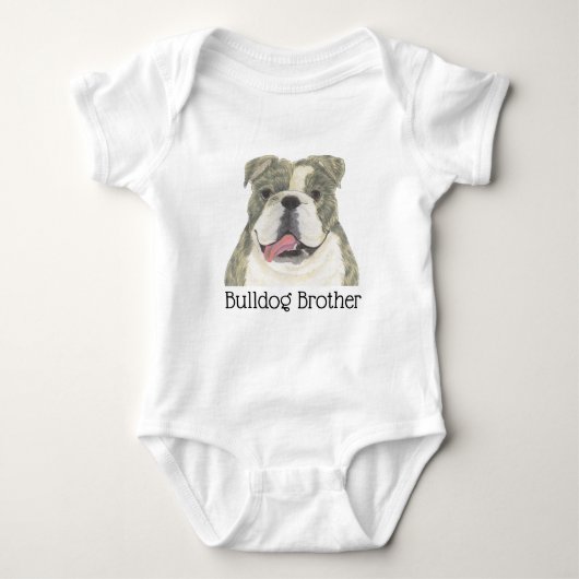 Persoonlijke brindle en witte Engelse Bulldog Hond Romper (Voorkant)