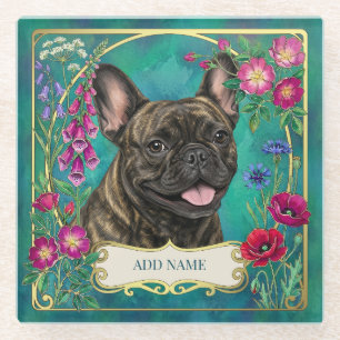 Persoonlijke brindle Franse Bulldog Teal Onderzett Glazen Onderzetter