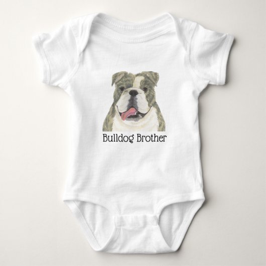 Persoonlijke brindle & witte Engelse Bulldog Hond Romper (Voorkant)