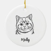 Persoonlijke Britse Korthaar Kat Kerstmis Keramisch Ornament (Achterkant)