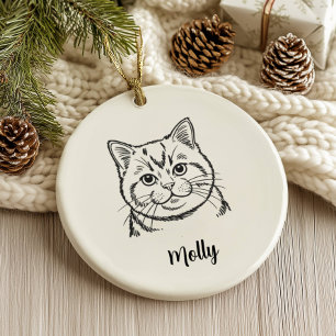 Persoonlijke Britse Korthaar Kat Kerstmis Keramisch Ornament