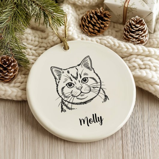 Persoonlijke Britse Korthaar Kat Kerstmis Keramisch Ornament