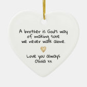 Persoonlijke Brother Gold Heart Aandenken Keramisch Ornament (Voorkant)