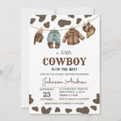 Persoonlijke Brown Cowboy Baby shower Uitnodiging (Voorkant)