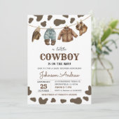 Persoonlijke Brown Cowboy Baby shower Uitnodiging (Staand voorkant)