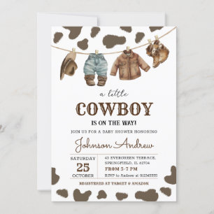 Persoonlijke Brown Cowboy Baby shower Uitnodiging