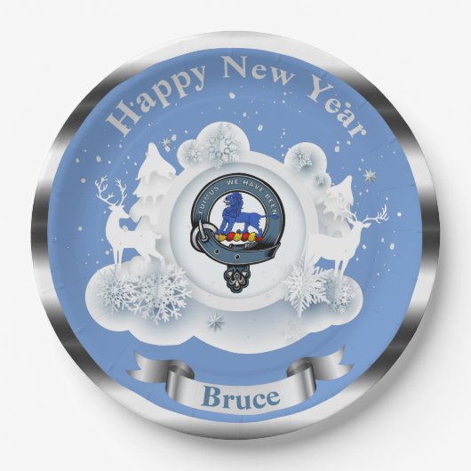 Persoonlijke Bruce Clan Badge Winter Papieren Bordje (Voorkant)