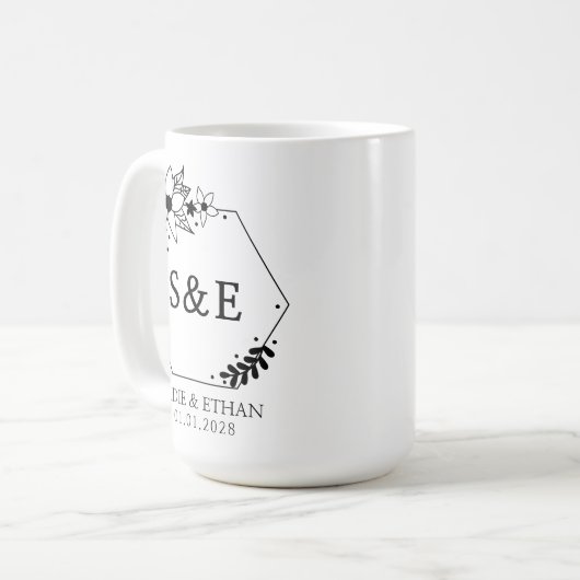 Persoonlijke Bruid & Bruidegom Mok Monogram Aanden (Voorkant links)