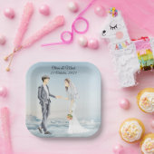 Persoonlijke bruid en bruidebruid papieren bordje (Feest)