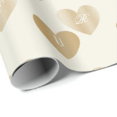 Persoonlijke Bruid en Bruidegom Gouden Harten, Crè Cadeaupapier (Rol Hoek)