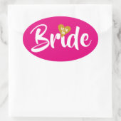 Persoonlijke bruid gouden datum hart ovale sticker (Tas)