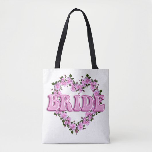 Persoonlijke Bruid Roze Rozen Hart Tote Bag (Voorkant)
