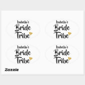 Persoonlijke Bruid Stam Gouden Datum Hart Ovale Sticker (Vel)