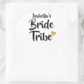Persoonlijke Bruid Stam Gouden Datum Hart Ovale Sticker (Tas)