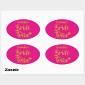 Persoonlijke Bruid Stam Gouden Hart Ovale Sticker (Vel)