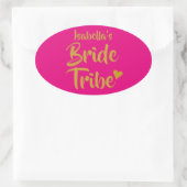 Persoonlijke Bruid Stam Gouden Hart Ovale Sticker (Tas)