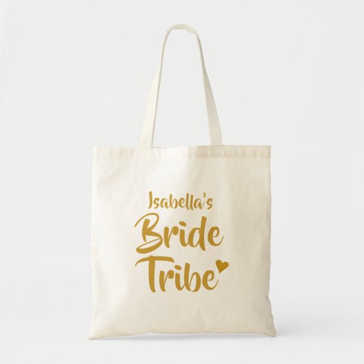 Persoonlijke Bruid Stam Gouden Hart Tote Bag (Voorkant)