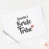 Persoonlijke Bruid Stam Rode Datum Hart Ovale Sticker (Envelop)
