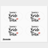 Persoonlijke Bruid Stam Rode Datum Hart Ovale Sticker (Vel)