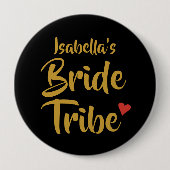 Persoonlijke Bruid Stam Rode Hart Ronde Button 4,0 Cm (Voorkant)