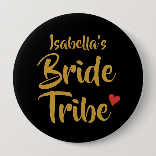 Persoonlijke Bruid Stam Rode Hart Ronde Button 4,0 Cm (Voorkant)