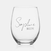 Persoonlijke Bruid Steeloze Wijn Glas (Voorkant)