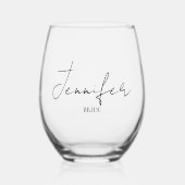 Persoonlijke Bruid Steeloze Wijn Glas (Voorkant)