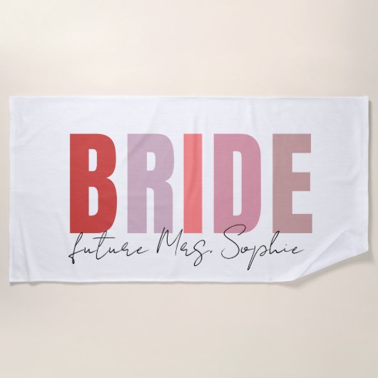 Persoonlijke Bruid | Toekomstige Mevrouw Aangepast Strandlaken (Voorkant)