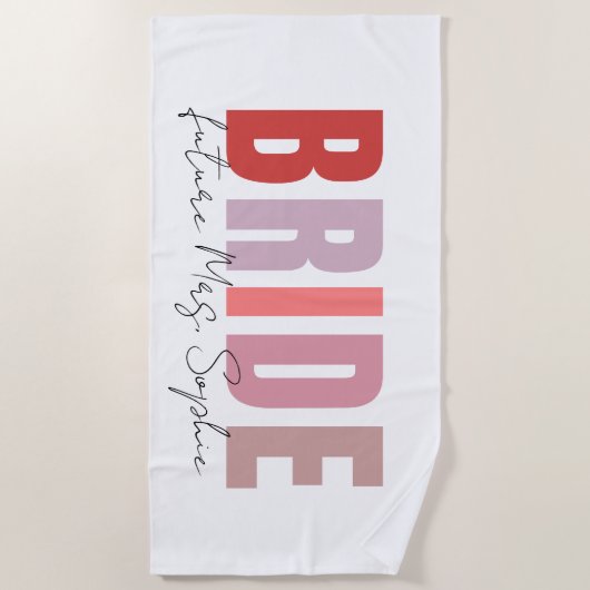 Persoonlijke Bruid | Toekomstige Mevrouw Aangepast Strandlaken (Voorkant)