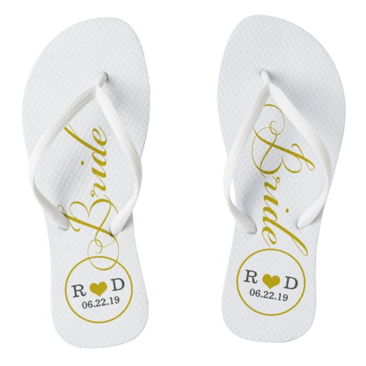Persoonlijke bruids-(goud) teenslippers (Voetbed)
