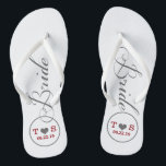 Persoonlijke Bruids (grijs/rood) Teenslippers<br><div class="desc">Leuke,  op maat gemaakte grijze,  witte en rode bruids flip flops.</div>