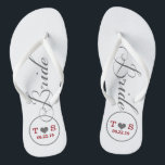 Persoonlijke Bruids (grijs/rood) Teenslippers<br><div class="desc">Leuke,  op maat gemaakte grijze,  witte en rode bruids flip flops.</div>