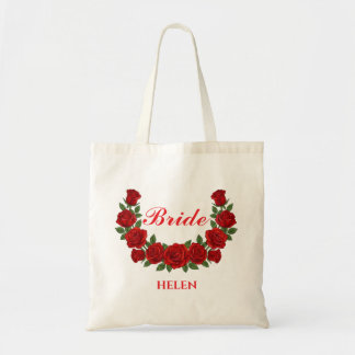 Persoonlijke bruidsbloemen aangepaste naam huwelij tote bag