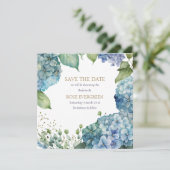 Persoonlijke Bruidsdouche Blauwe Hortensia Save The Date (Staand voorkant)