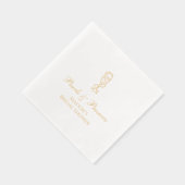 Persoonlijke Bruidsdouche Parels & Prosecco Goud Folie Servetten (Rechts)