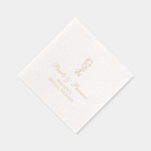 Persoonlijke Bruidsdouche Parels & Prosecco Goud Folie Servetten (Rechts)