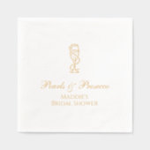 Persoonlijke Bruidsdouche Parels & Prosecco Goud Folie Servetten (Voorkant)