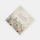 Persoonlijke Bruidsdouche Servetten | Roze Roos (Hoek)