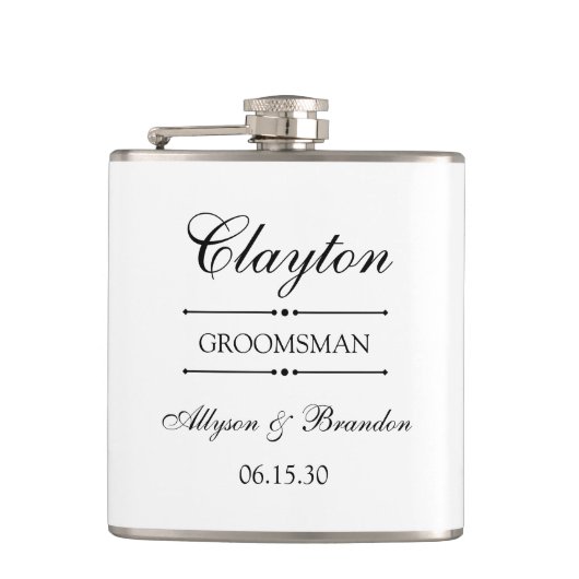 Persoonlijke bruidsjonker geschenken heupfles (Voorkant)